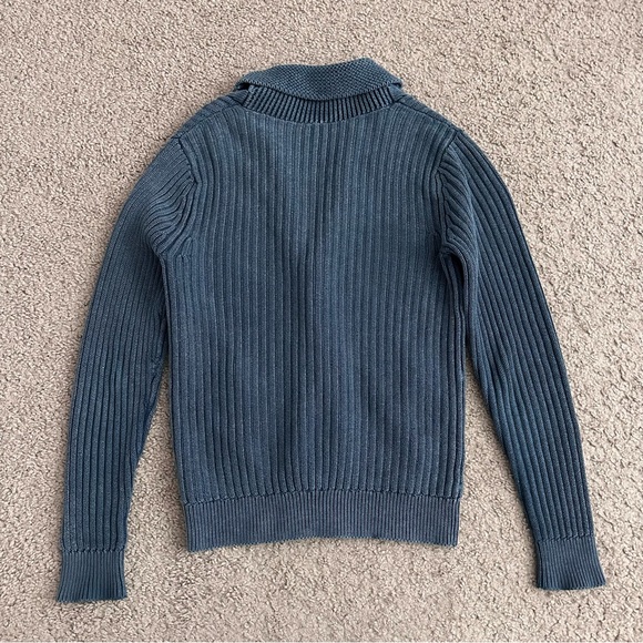 Express Mens Ribbed Knit Cardigan Faded Navy Blue S - Picture 13 of 13